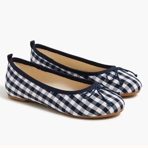 Crew cuts navy gingham ballet flats